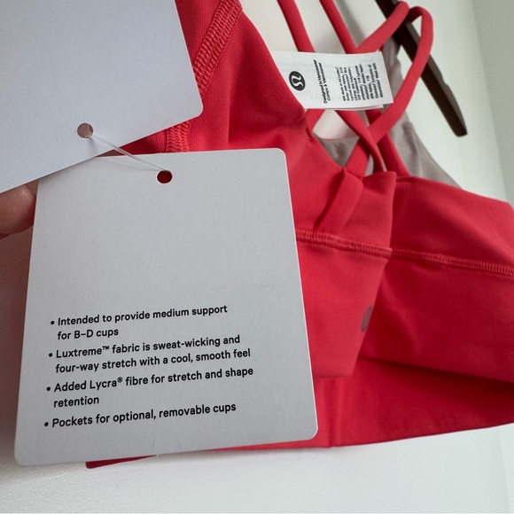 NWT Sz 6 Lululemon Energy Longline Bra Crossback Med Support B–D Cup Pink Punch - Picture 10 of 11